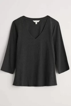 Alighting 3/4 Sleeve V-Neck Jersey Top