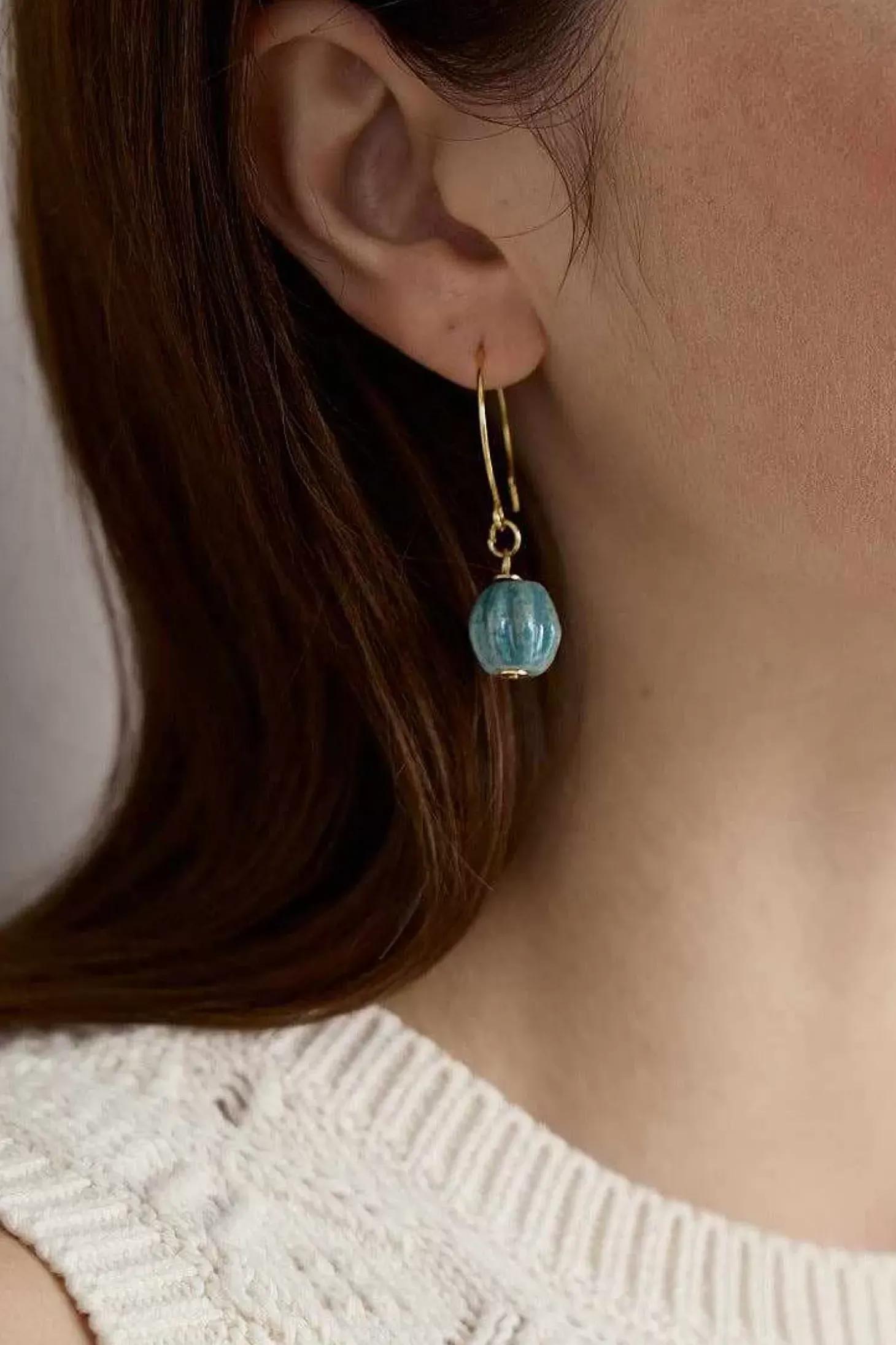 Barley Ceramic Bead Earrings