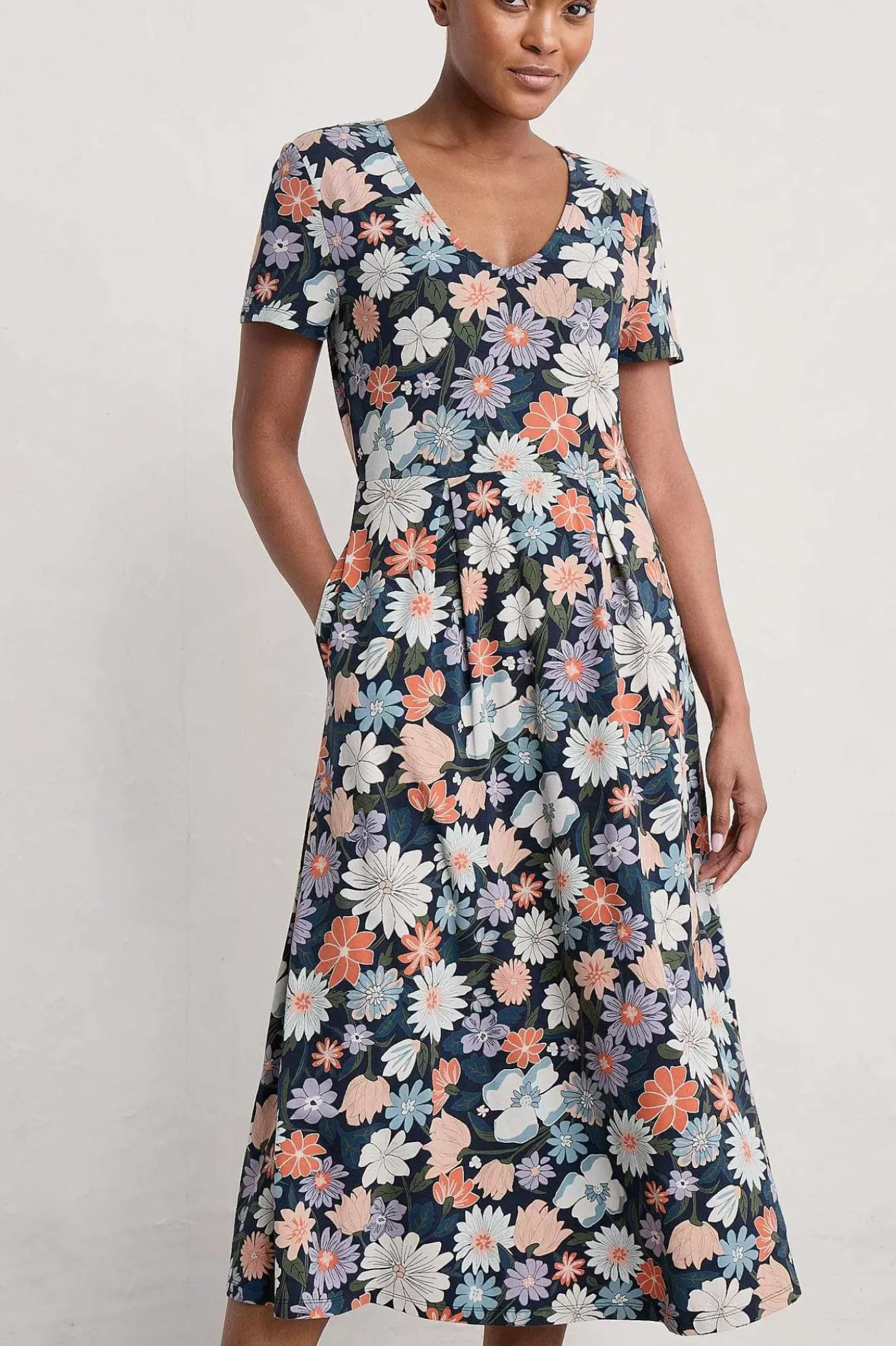 Helena Short Sleeve V-Neck Midi Dress