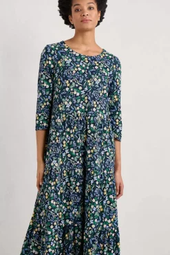 Line Strokes Tiered Jersey Dress (Gots)
