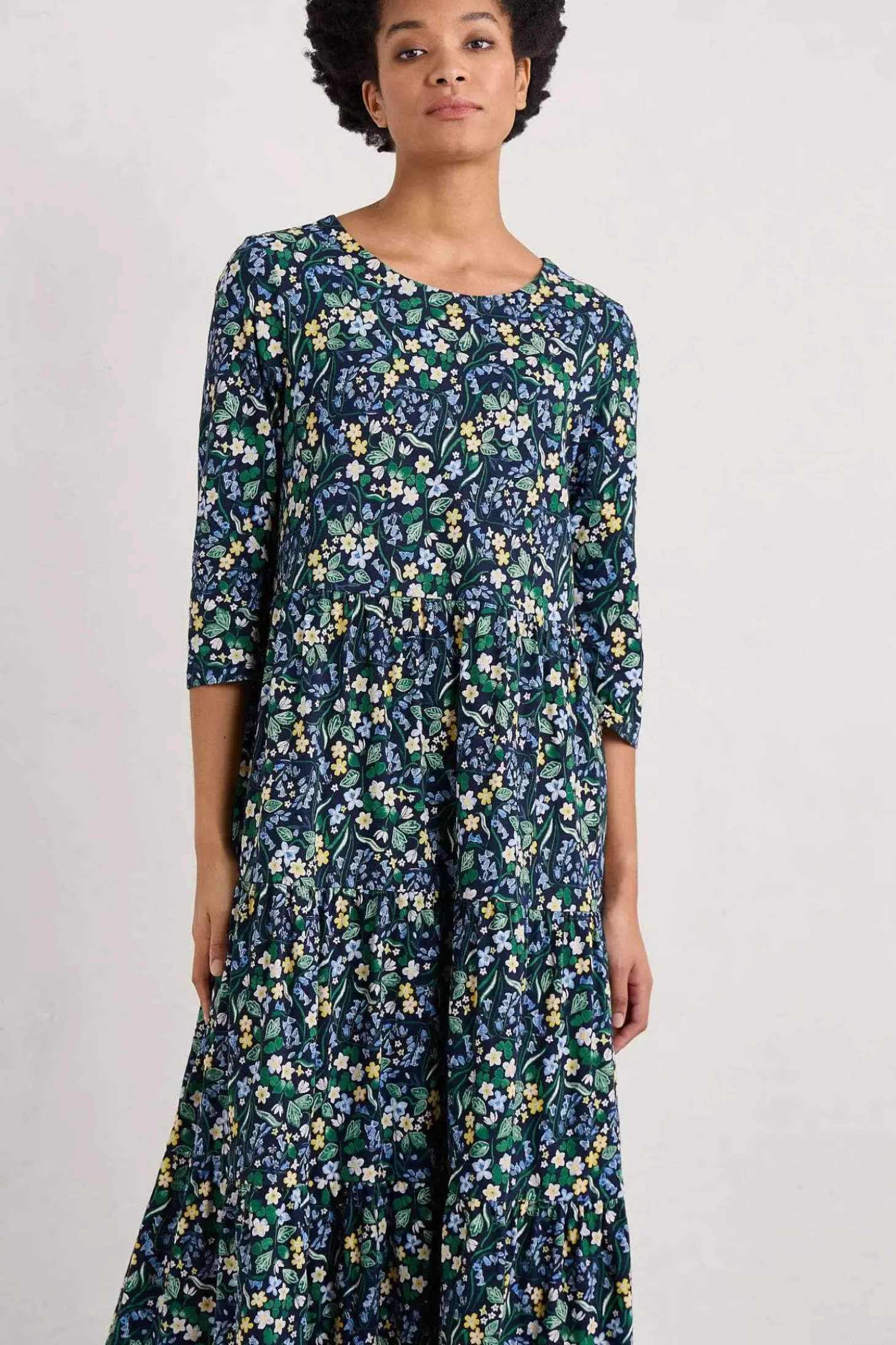 Line Strokes Tiered Jersey Dress (Gots)