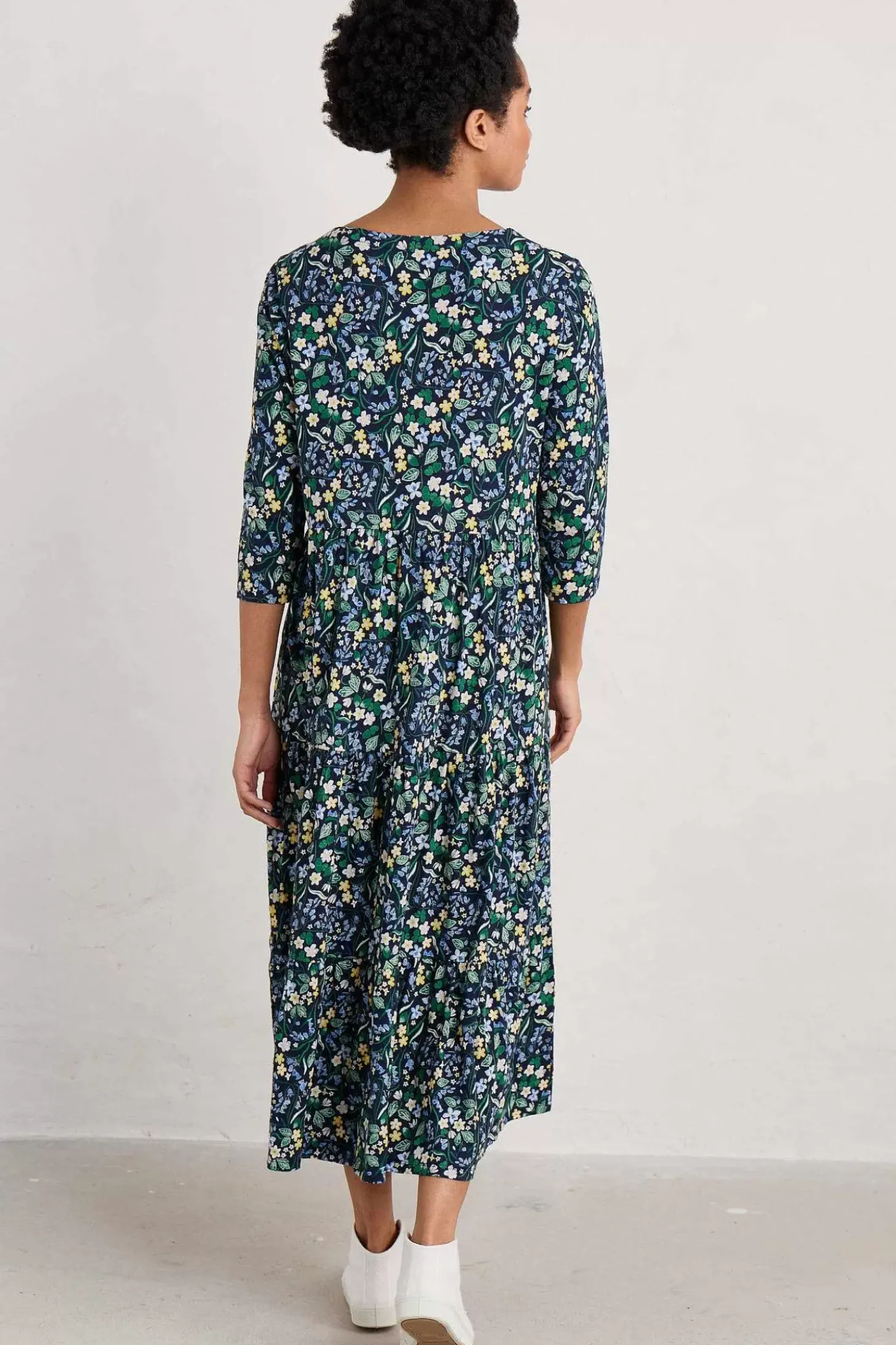 Line Strokes Tiered Jersey Dress (Gots)