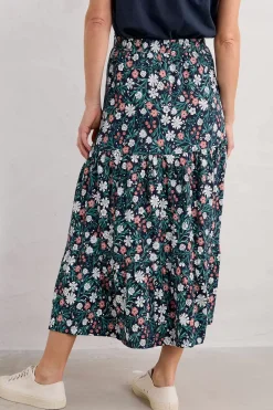 Line Strokes Tiered Midi Skirt