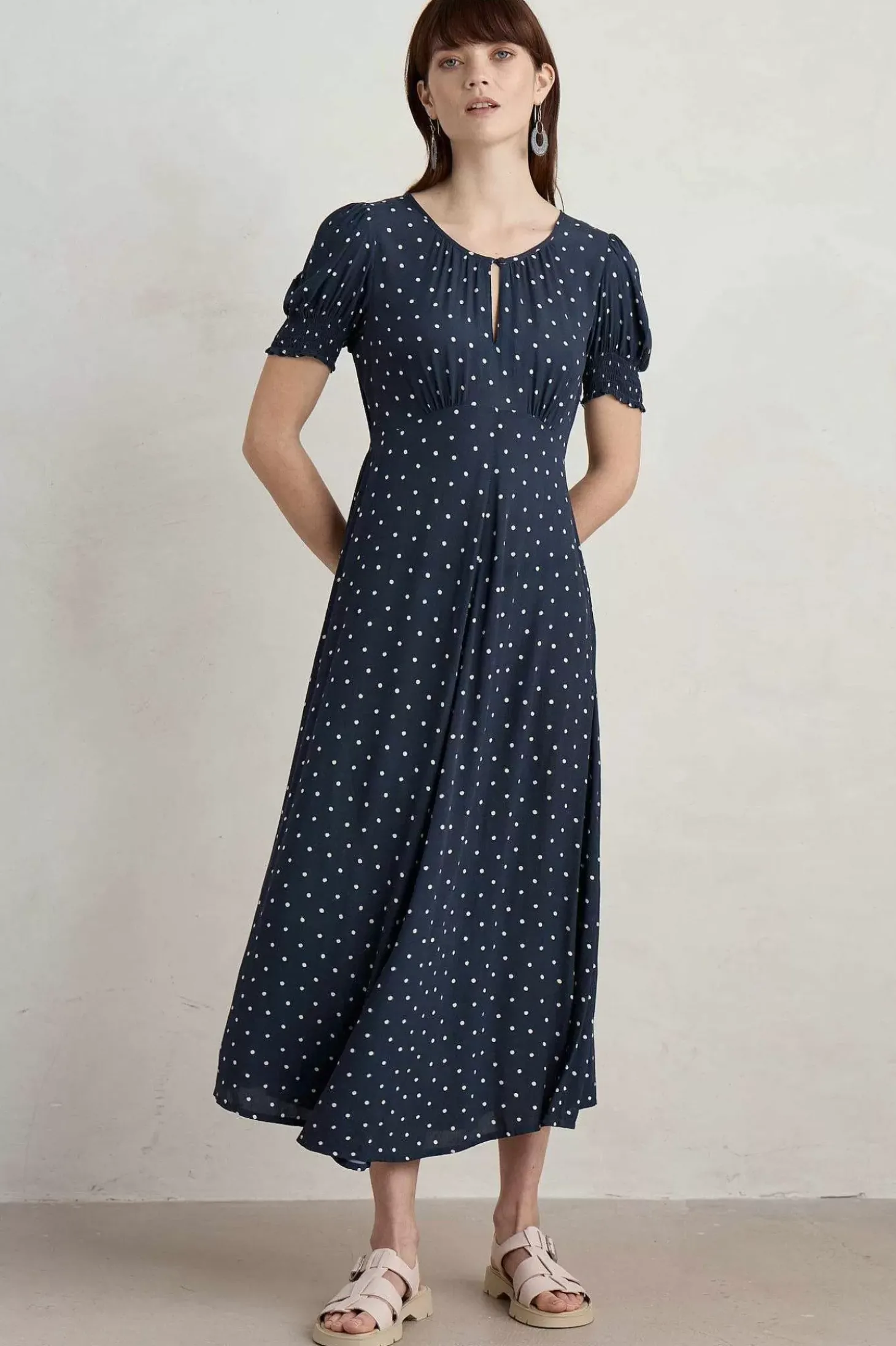 Marsh Violet Short Sleeve Empire Line Dress
