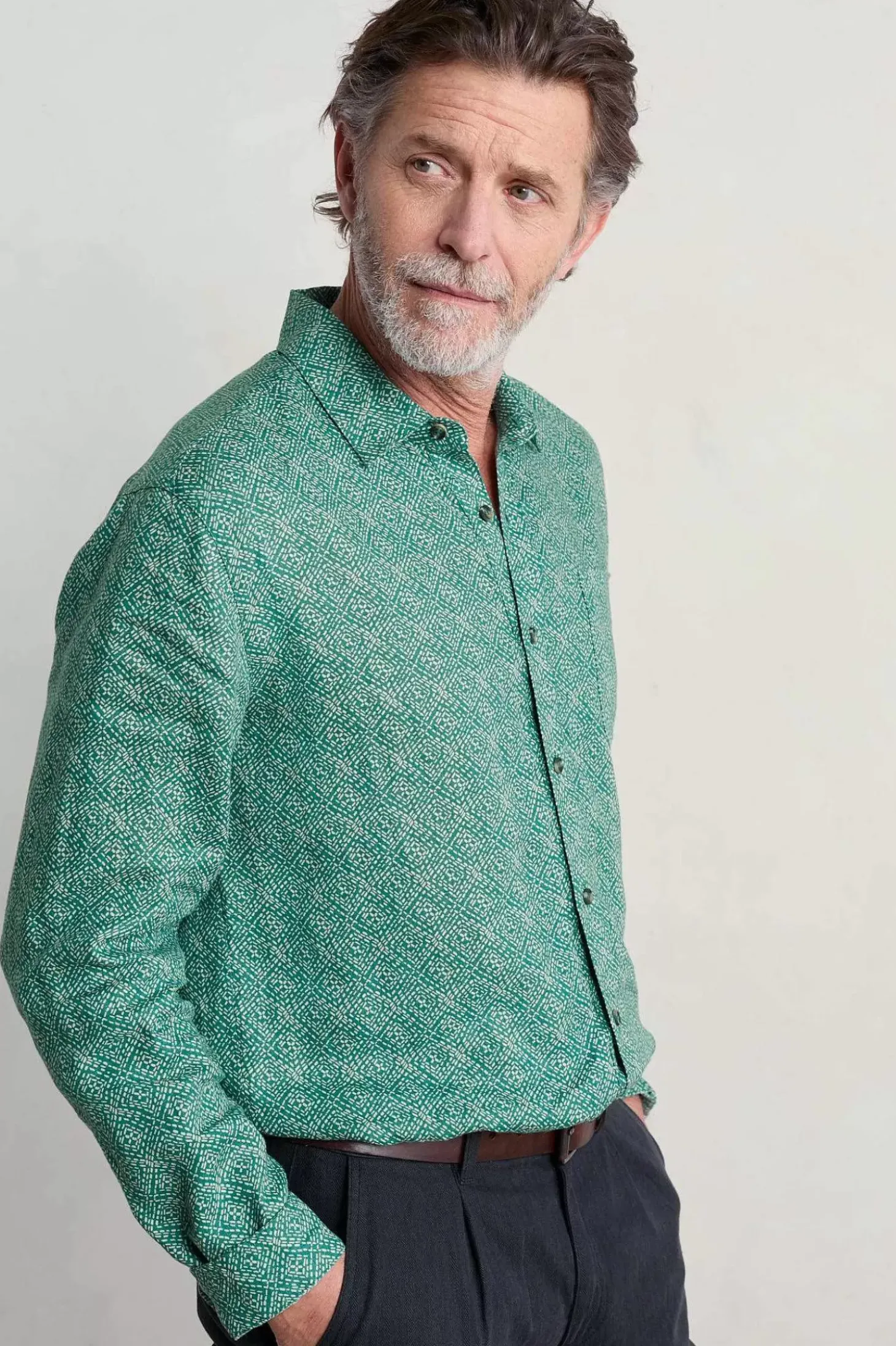 Men's Anthony Printed Linen Shirt