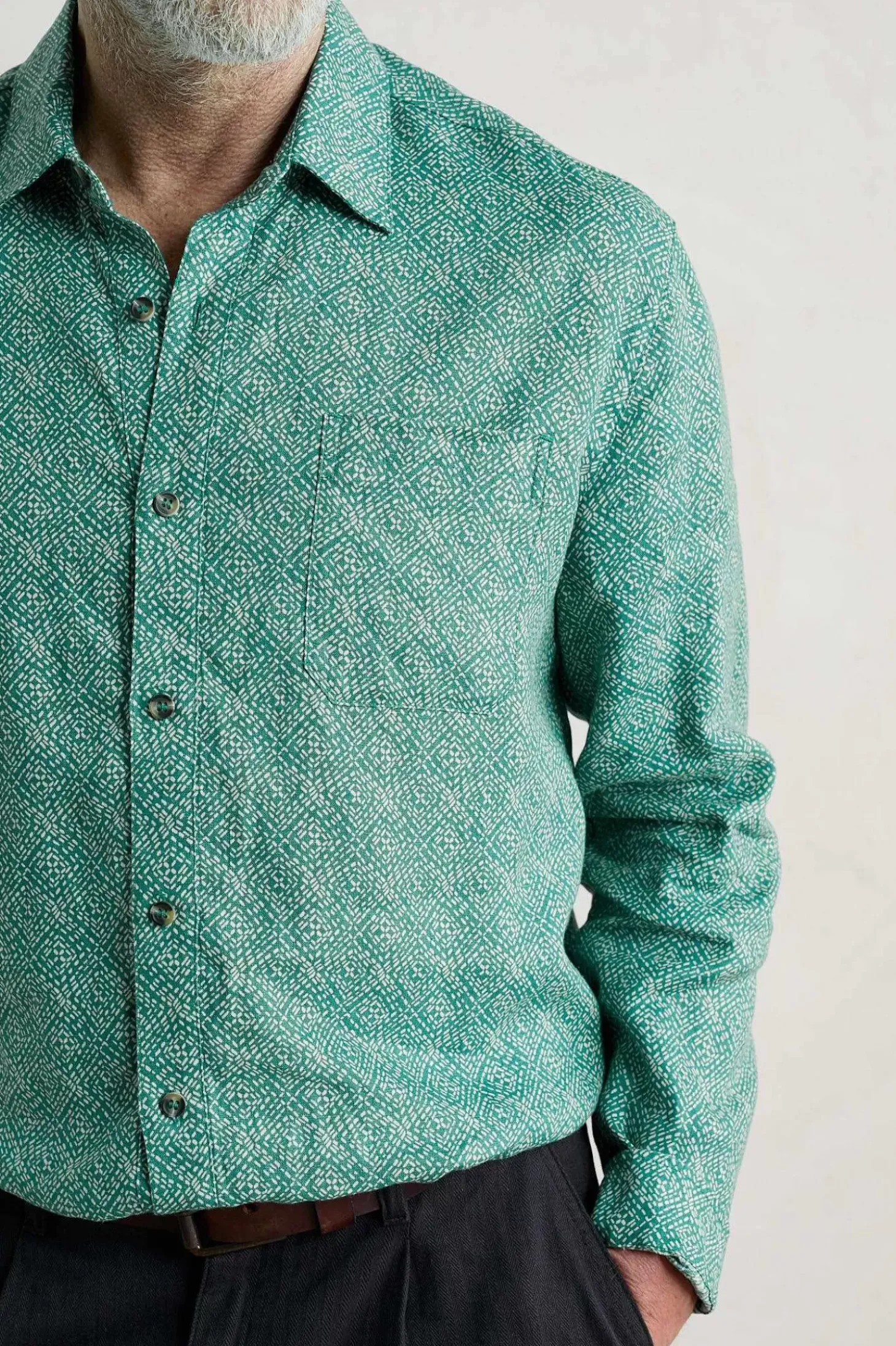 Men's Anthony Printed Linen Shirt