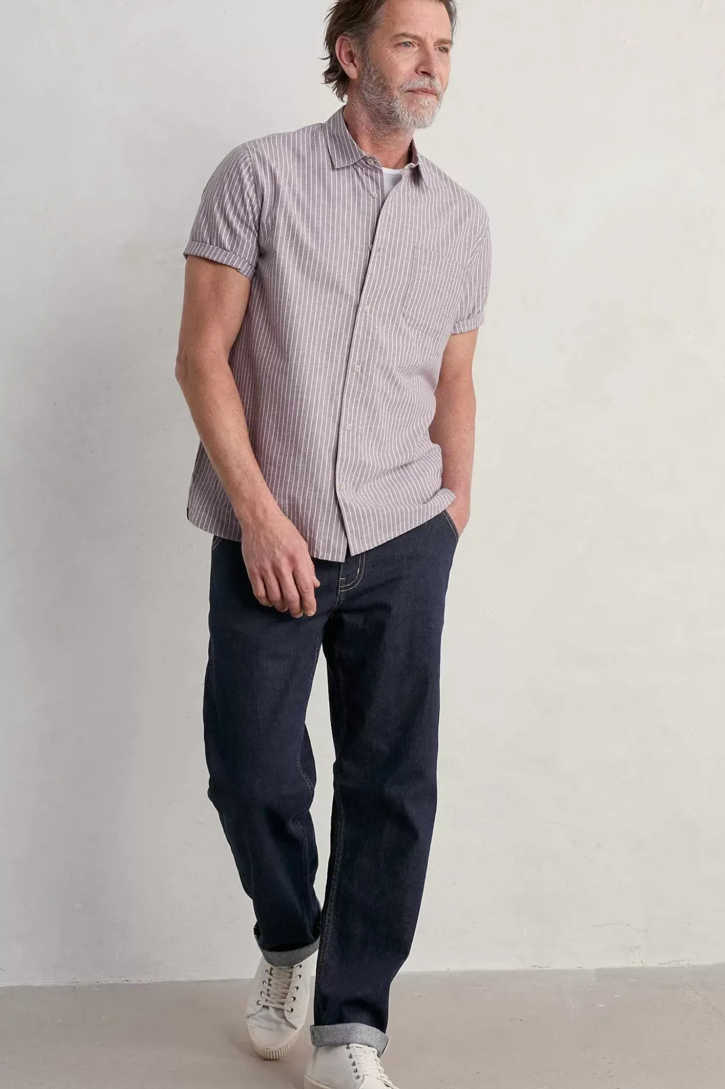 Men's Blue Heron Striped Short Sleeve Shirt