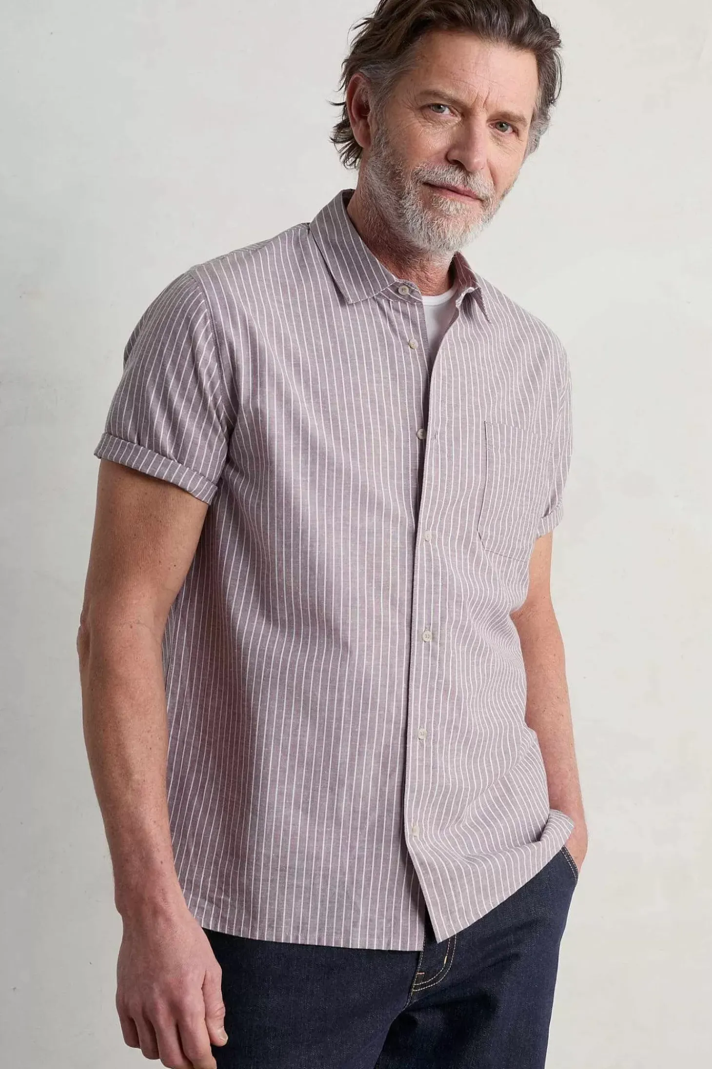 Men's Blue Heron Striped Short Sleeve Shirt