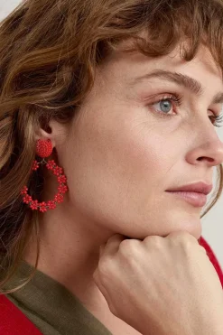 Redpoll Beaded Circle Earrings