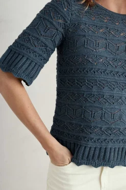 River Cross Pointelle Knit Top