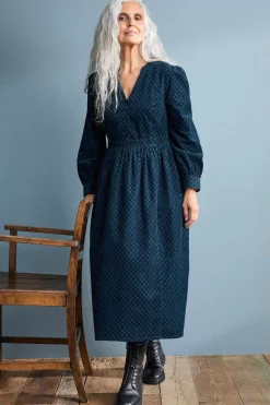 Rose Cottage Printed Cord Midi Dress
