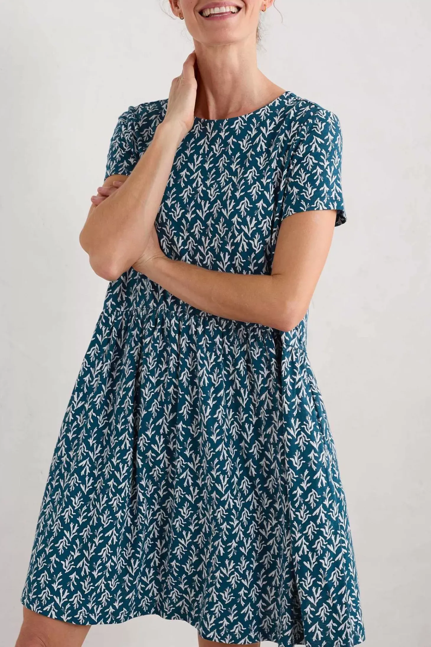 Sea Mirror Jersey Dress With Short Sleeves