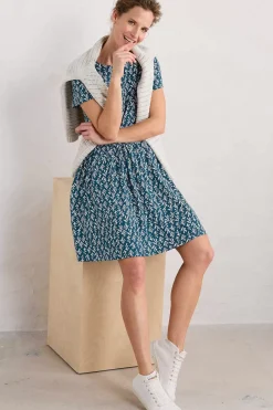 Sea Mirror Jersey Dress With Short Sleeves